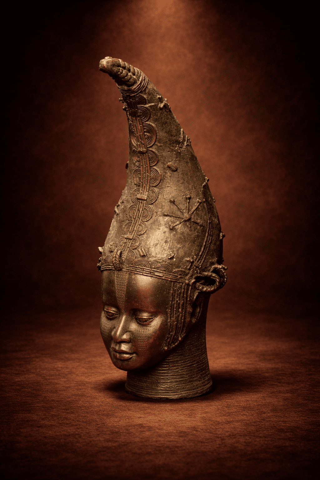 Benin Brass Memorial Head Large